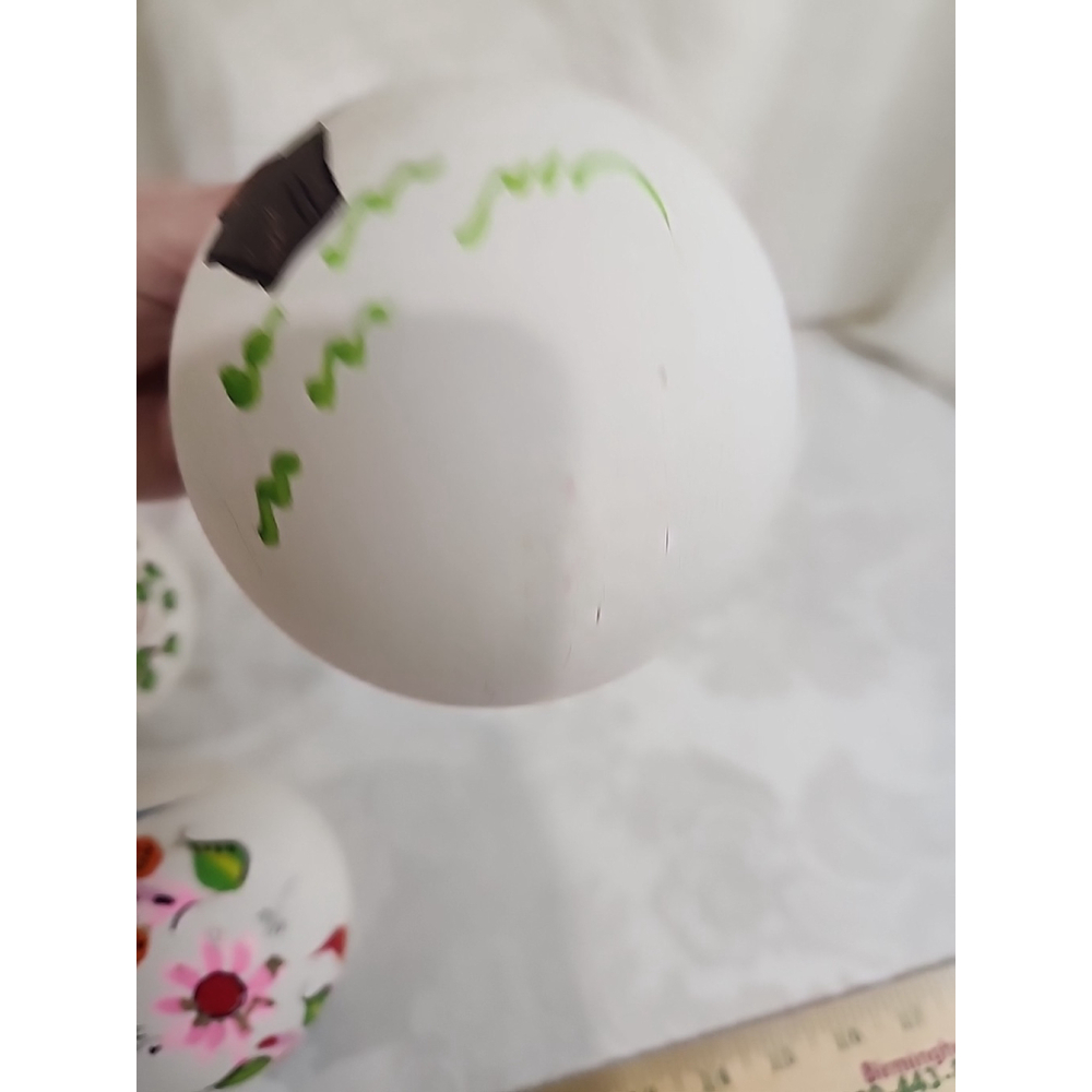 Vintage Hand Painted Floral Bird Glass Ornaments - Picture 10 of 14